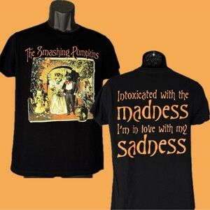 The Smashing Pumpkins Cat Wedding Intoxicated Madness 2-Sided Black Tee Sz M